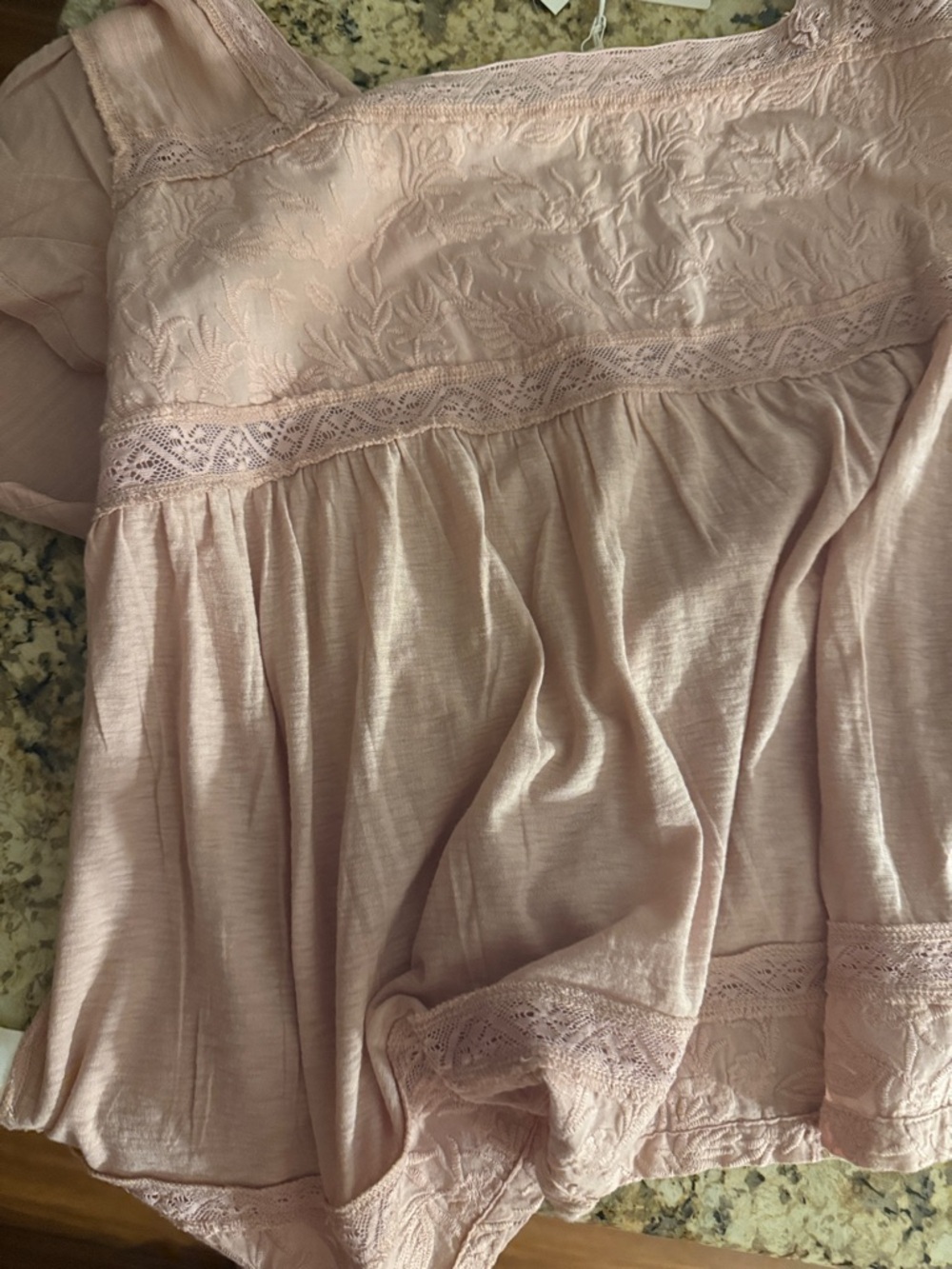 Women’s Lace-Trim Top in Blush Pink